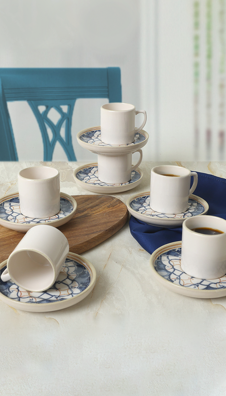 Andaluz Azul ceramic turkish coffee set - 6 persons