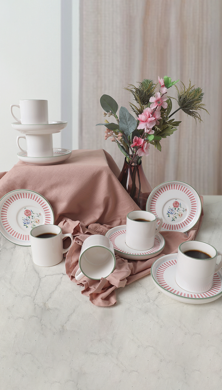 Charme d'Antan ceramic turkish coffee set -  - 6 persons