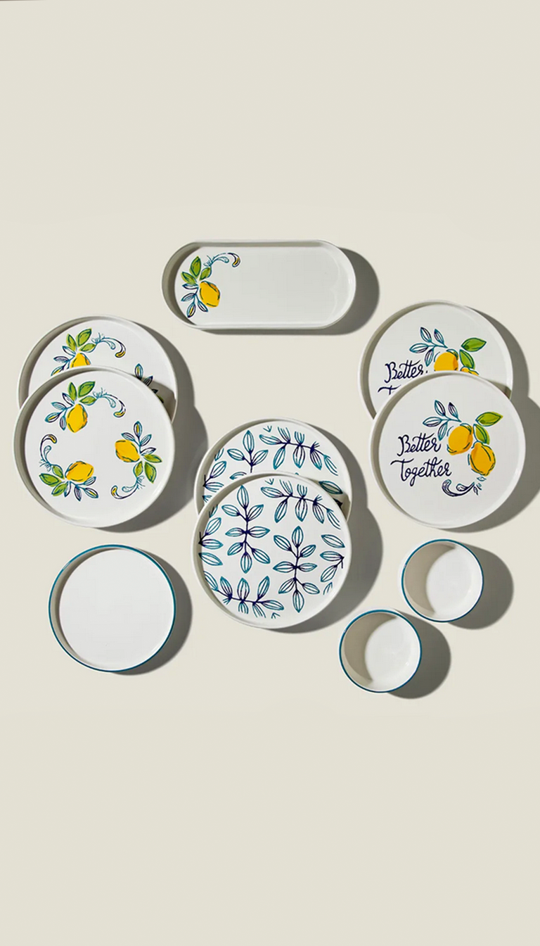 The Tuscany Limone Handcrafted Breakfast set - 15 pieces