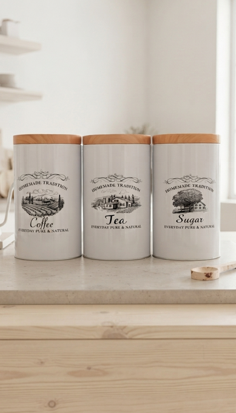 3 Pieces Metal Canister Set