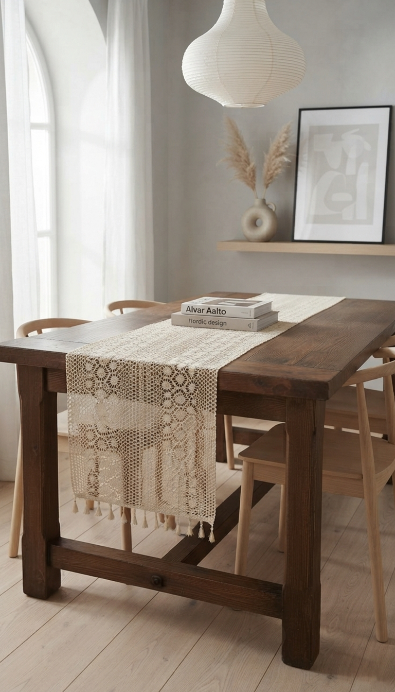 Sunflower Crochet Lace Table Runner
