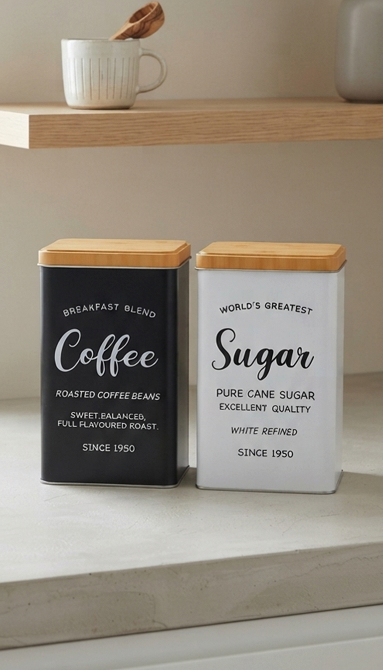 2 Pieces Metal Canister Set