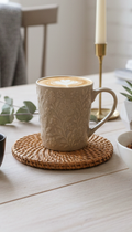 Floral Embossed Beige Mug