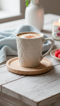 Floral Embossed Off White Mug