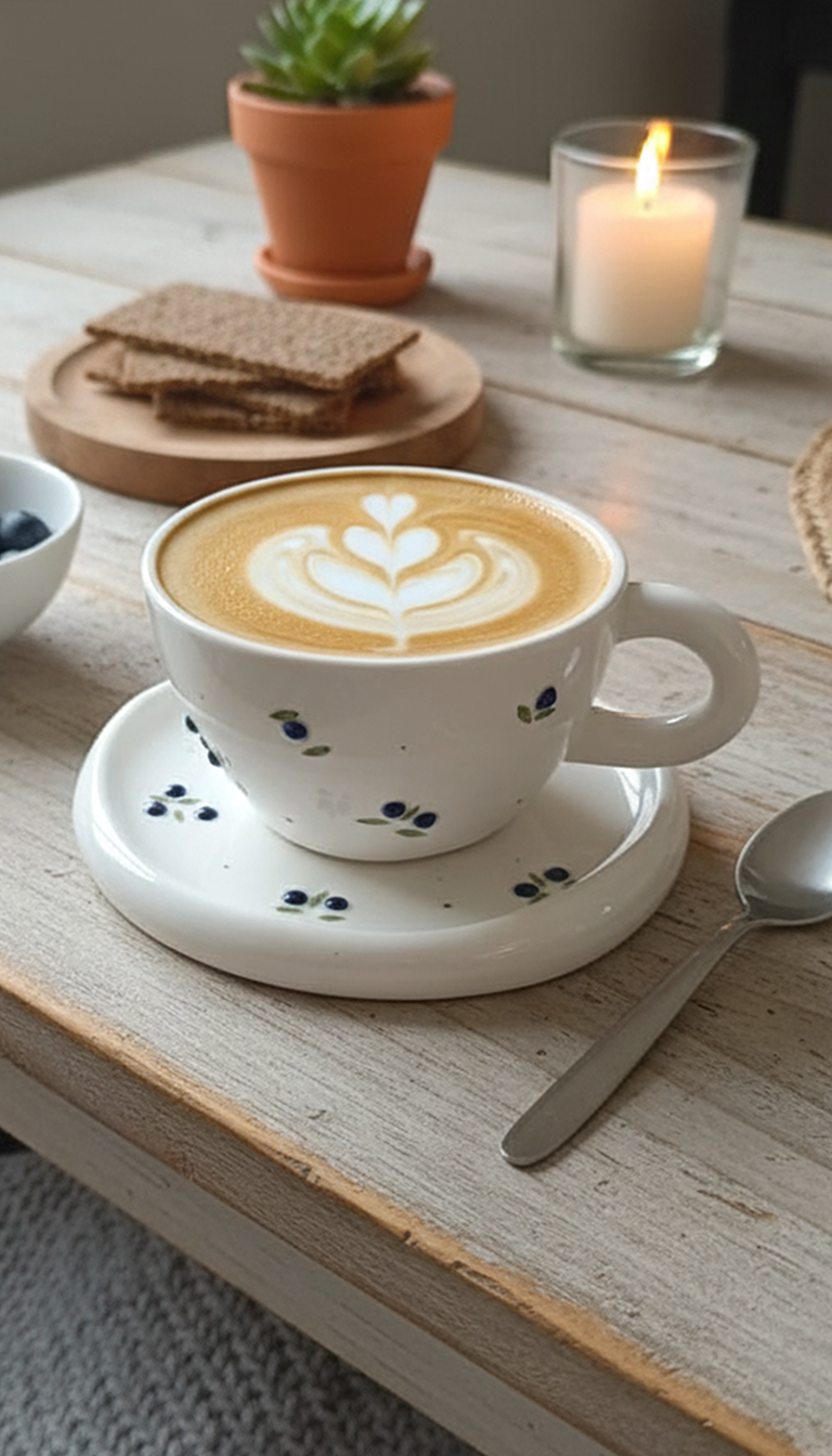 The Blueberry Bliss Mug with matching Saucer