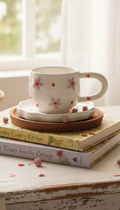 Romance Garden Handcrafted Mug with saucer